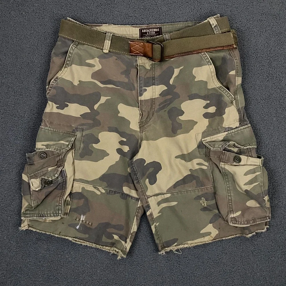 Abercrombie Fitch Camo Shorts Mens 32 Vintage Fatigues Paratroops Baggy Y2K